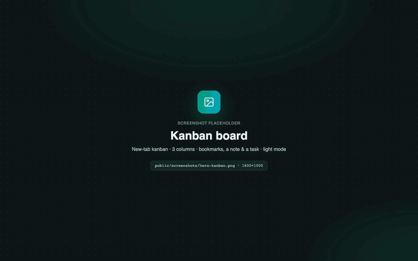TabOasis new-tab kanban board — bookmarks, a rich note and a checked-off task organized across three columns